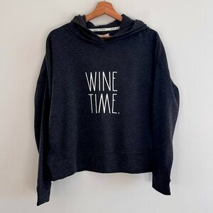 Rae Dunn Wine Time gray graphic hoodie medium NWT